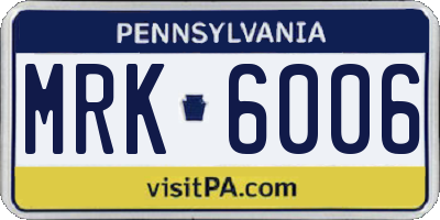 PA license plate MRK6006
