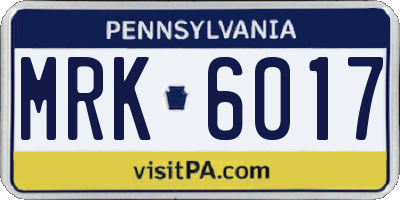 PA license plate MRK6017