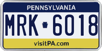 PA license plate MRK6018