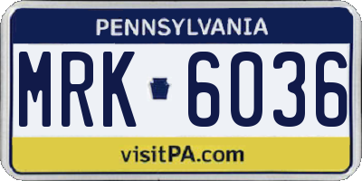 PA license plate MRK6036