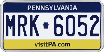 PA license plate MRK6052