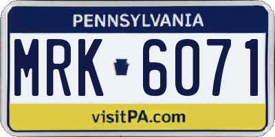 PA license plate MRK6071