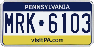 PA license plate MRK6103
