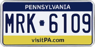 PA license plate MRK6109