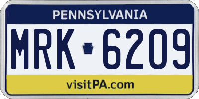 PA license plate MRK6209