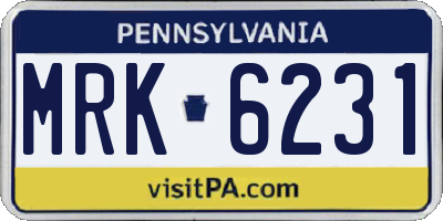 PA license plate MRK6231