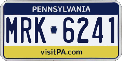 PA license plate MRK6241