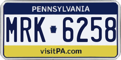 PA license plate MRK6258