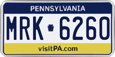 PA license plate MRK6260