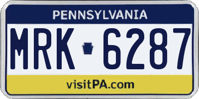 PA license plate MRK6287