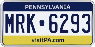 PA license plate MRK6293