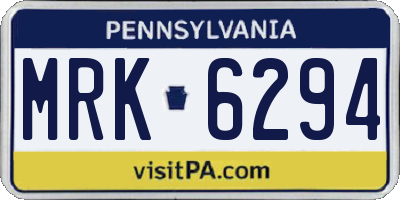 PA license plate MRK6294
