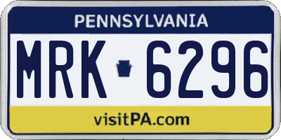 PA license plate MRK6296