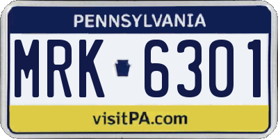 PA license plate MRK6301