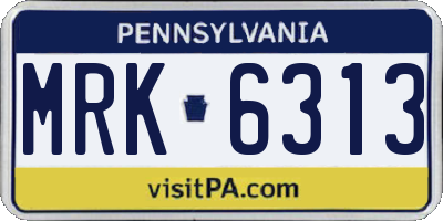 PA license plate MRK6313
