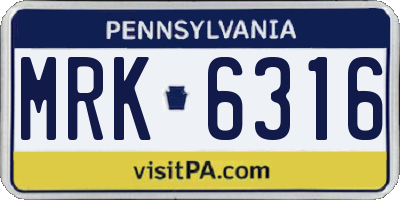 PA license plate MRK6316