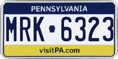 PA license plate MRK6323
