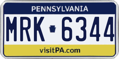 PA license plate MRK6344