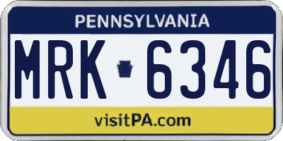 PA license plate MRK6346