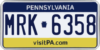 PA license plate MRK6358