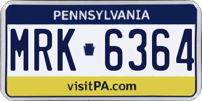 PA license plate MRK6364