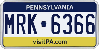 PA license plate MRK6366