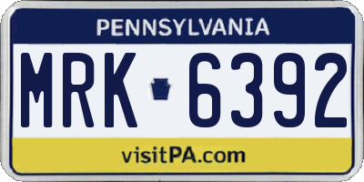 PA license plate MRK6392