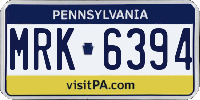 PA license plate MRK6394