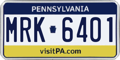 PA license plate MRK6401