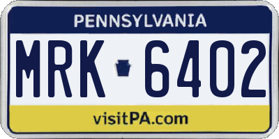 PA license plate MRK6402
