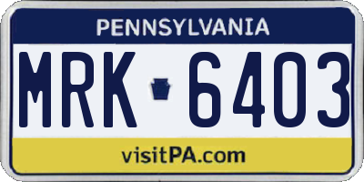 PA license plate MRK6403