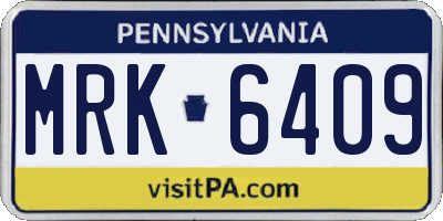 PA license plate MRK6409