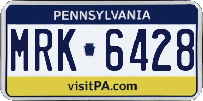 PA license plate MRK6428