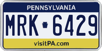 PA license plate MRK6429