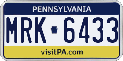 PA license plate MRK6433