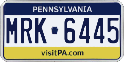 PA license plate MRK6445