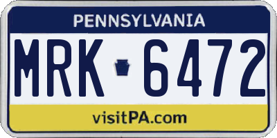 PA license plate MRK6472