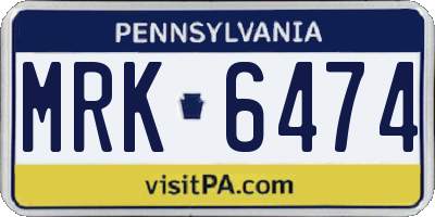 PA license plate MRK6474