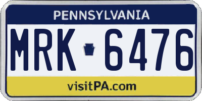 PA license plate MRK6476