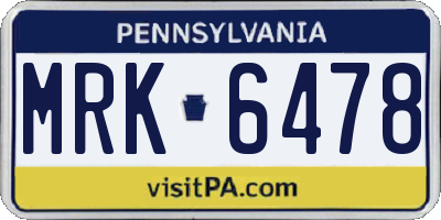 PA license plate MRK6478