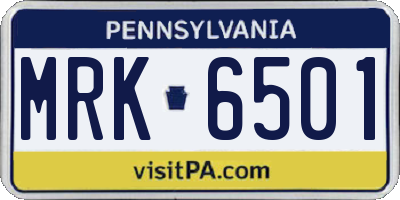 PA license plate MRK6501