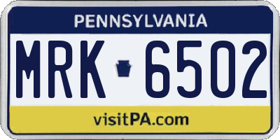 PA license plate MRK6502