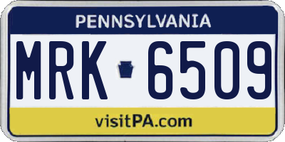 PA license plate MRK6509