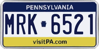 PA license plate MRK6521