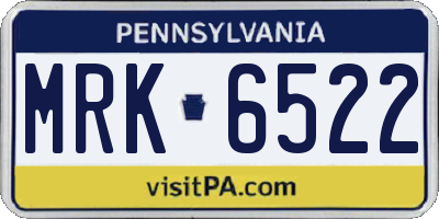 PA license plate MRK6522