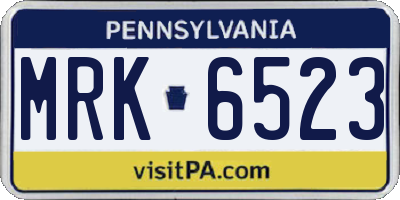 PA license plate MRK6523