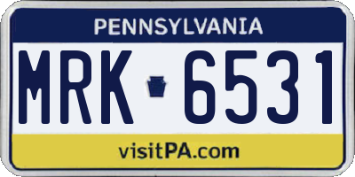 PA license plate MRK6531