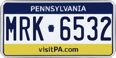 PA license plate MRK6532