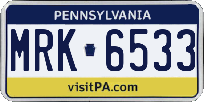 PA license plate MRK6533
