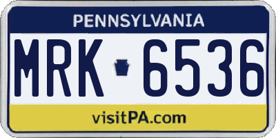 PA license plate MRK6536